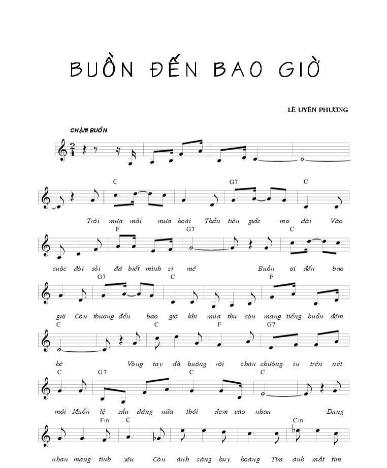 Sheet nhạc Buồn Đến Bao Giờ